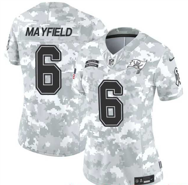 Womens Tampa Bay Buccaneers #6 Baker Mayfield 2024 F.U.S.E Arctic Camo Salute To Service Limited Stitched Jersey Dzhi